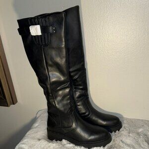 Black Knee-High Women's Combat/Moto  Boots sz 8